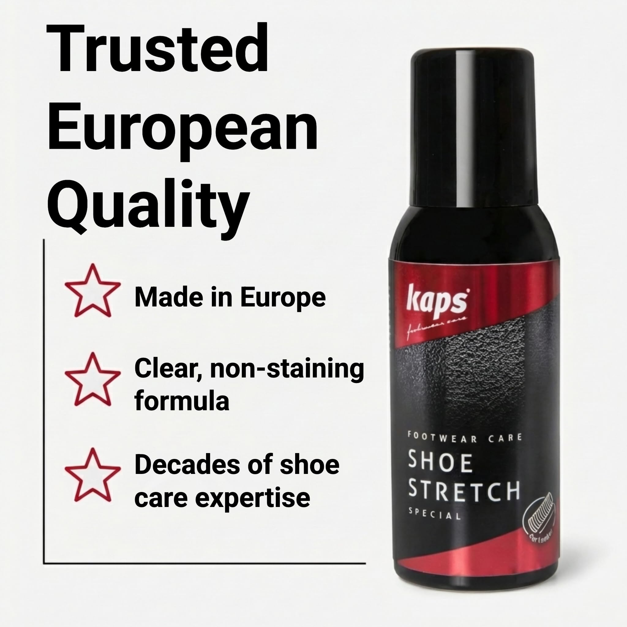 Spray do Obuwia Skórzanego, Rozciąga Sztywne Buty i Eliminuje Punkty Nacisku, Ekspander do Butów, Idealny do Nowego Obuwia, Firmy Kaps - 100 ml