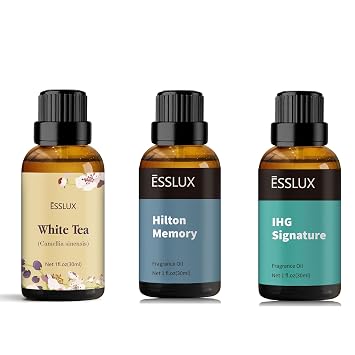 زيت الشاي الأبيض العطري، زيت عطر هيلتون ميموري، زيت عطر IHG Signature، زيوت معطرة مستوحاة من الفندق، كل منها 30 مل
