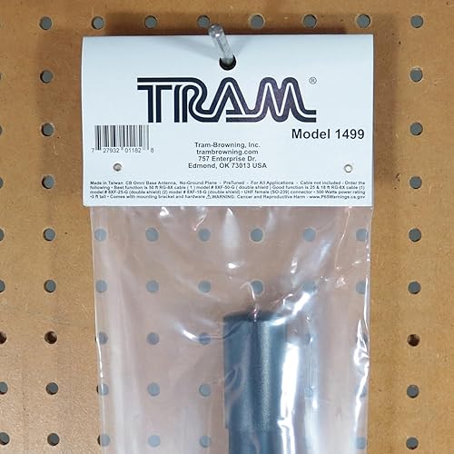 Miniatura 2 de Tram Antena CB omnidireccional de 3 pies, manejo de potencia de 500 W, diseño impermeable, conector UHF hembra SO-239, incluye soporte de montaje