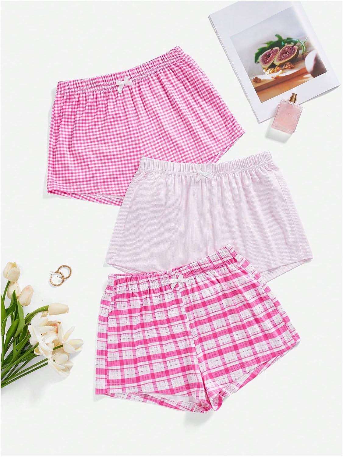 Milumia Women's 3 Pack Pajama Shorts Plaid Elastic Waist Lounge Bottoms Sleep Boxer Shorts - Image 5