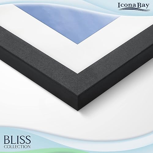 Miniatura 3 de Icona Bay Portarretratos negro de 12 x 16 pulgadas con paspartú a imagen de 9 x 12 pulgadas, marco compuesto de madera resistente, solo montaje en