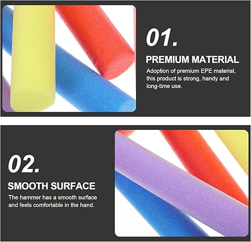 Miniatura 8 de DECHOUS Martillo de espuma de juguete para niños pequeños, mazos de espuma de utilería, martillo portátil, accesorios de martillo para niños, 5 uds