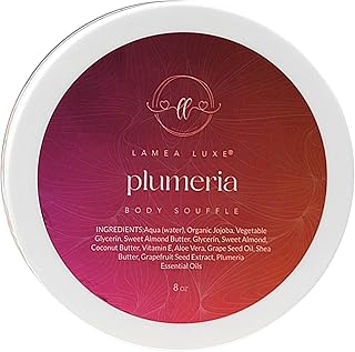 LaMea Luxe Moisturizing Hydrating All-Natural Body Butter, Nourishing Ultra-Light Dry Skin Formula with Organic Ingredients for Women and Men (Plumeria)
