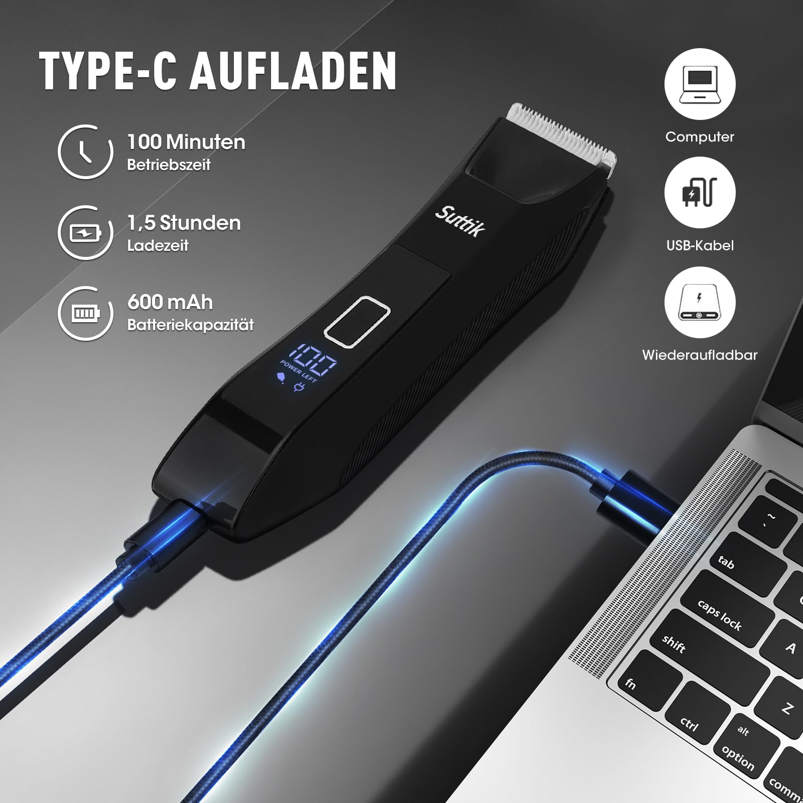 Suttik 3 IN 1 Intimrasierer Trimmer für Männer Körper & Kugelhaartrimmer Nasenhaartrimmer Nass-/Trocken Elektrischer Rasierer IPX7 Wasserdichtes Herren-Pflegeset mit Reiseetui