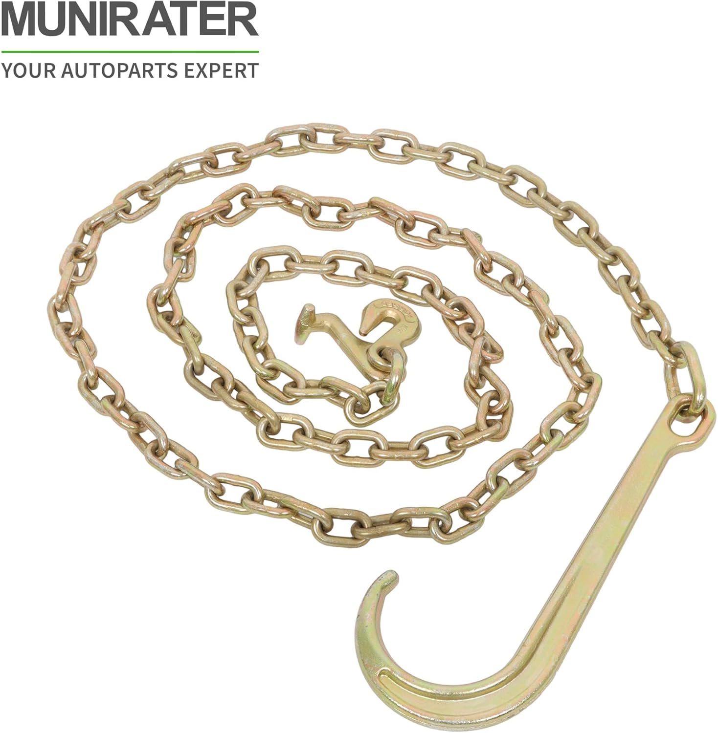 munirater 5/16in x 10 FT Grade 70 Tow Chain 15 J Hook and T Hook Mini J Hook Recovery Wrecker Axle Tow Truck Chain