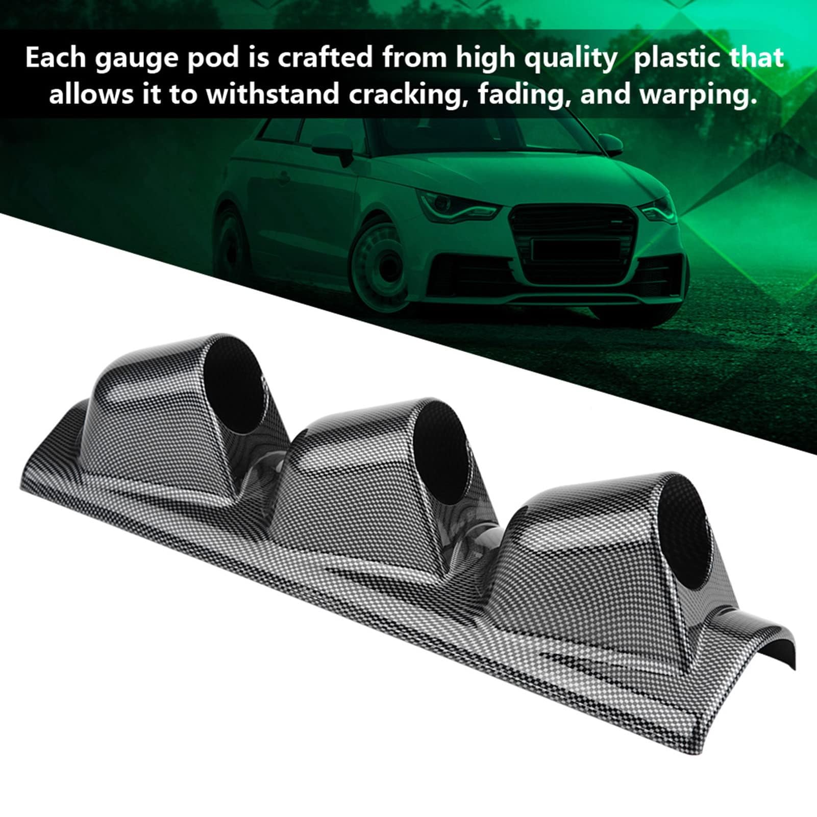 Pod per Manometro, Staffa per Supporto Universale per Misuratore di Sport da Corsa in Fibra di Carbonio Supporto per Montante Decorazione per Auto(Triple Hole)