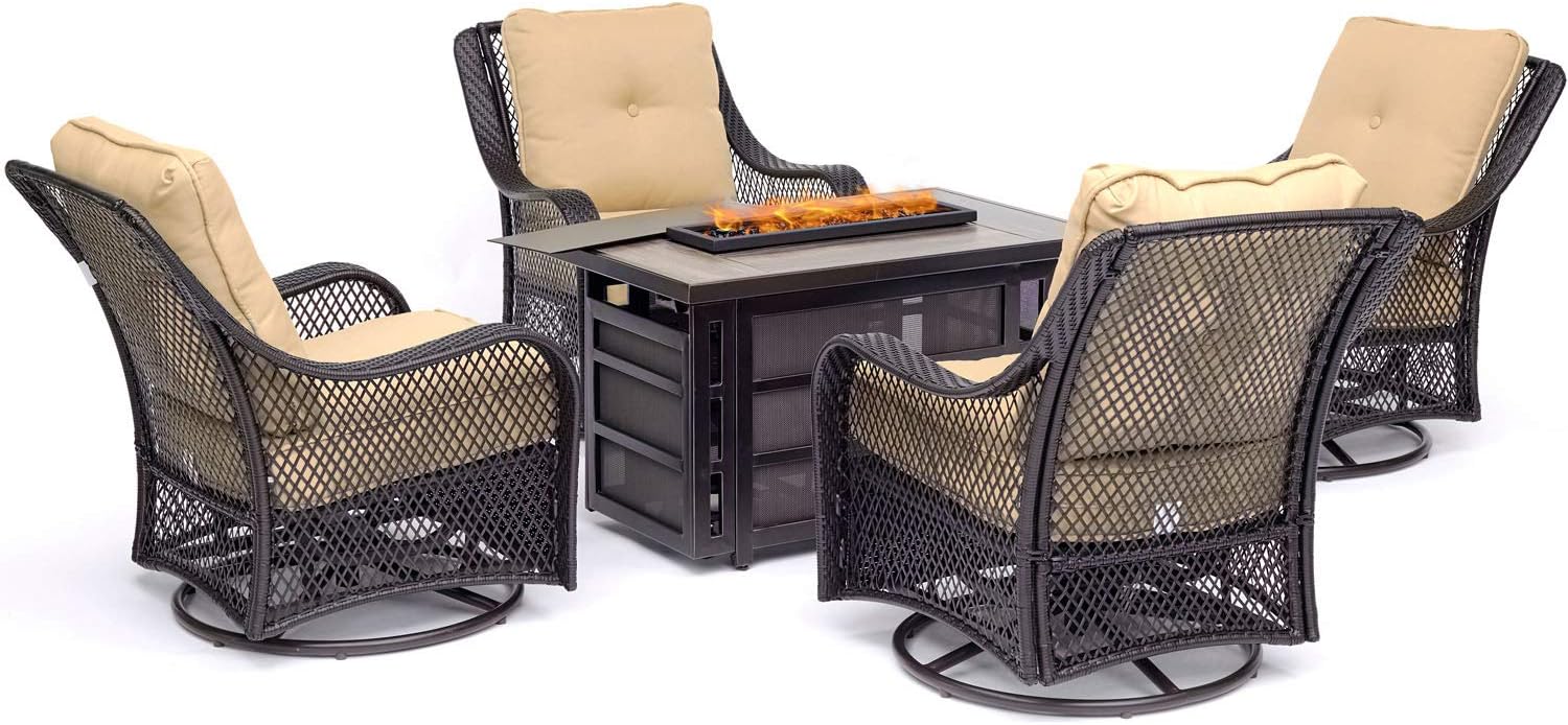 Orleans 5Piece Fire Pit Chat Set with a 30,000 BTU Fire Pit Table and
