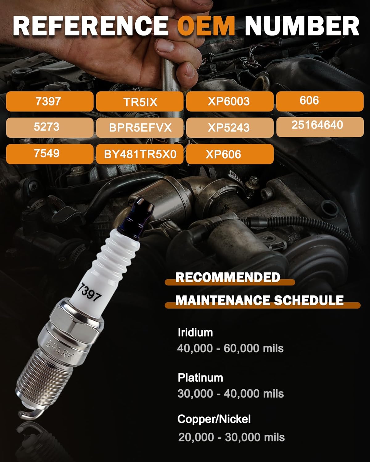 E-SHIN Iridium Spark Plugs 6 PCS 7397 3186 TR5GP Compatible with Cadillac Escalade V8 Chevy Express1500 Ford Ranger V6 GMC Savana 1500 V8