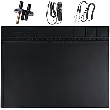 Premium Heat Resistant 932&deg;F Anti Static Mat, HPFIX ESD Mat with Grounding Wire, Grounding Plug, and ESD Wristband, Silicone Soldering Repair Mat for Computer, PC Building, Eelectronics