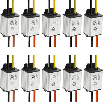 10Pcs 12V to 5V DC Converter Car Power Voltage, Waterproof DC 6.3-22V 12V Step Down to 5V 3A 15W Voltage Regulator Buck Converter Power Supply Step-Down Module Compatible with Vehicle Car Truck Volt