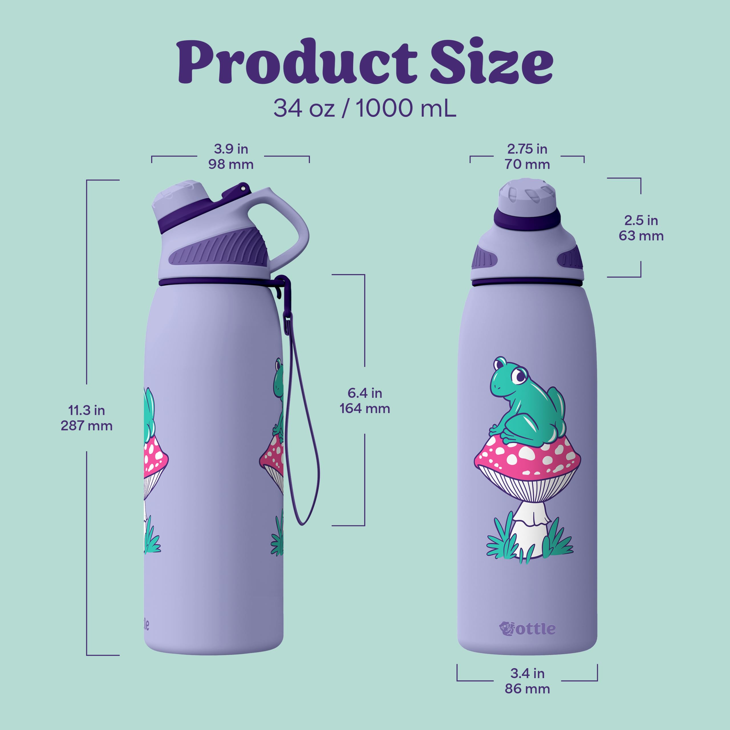 Ottle Isolierte Trinkgläser aus Edelstahl mit breiter Öffnung, BPA-frei, auslaufsicher, groß, wiederverwendbar, niedliches Reise-Wasserflasche, Geschenk für Damen, Herren, Mutter, Sie und Ihn (frecher