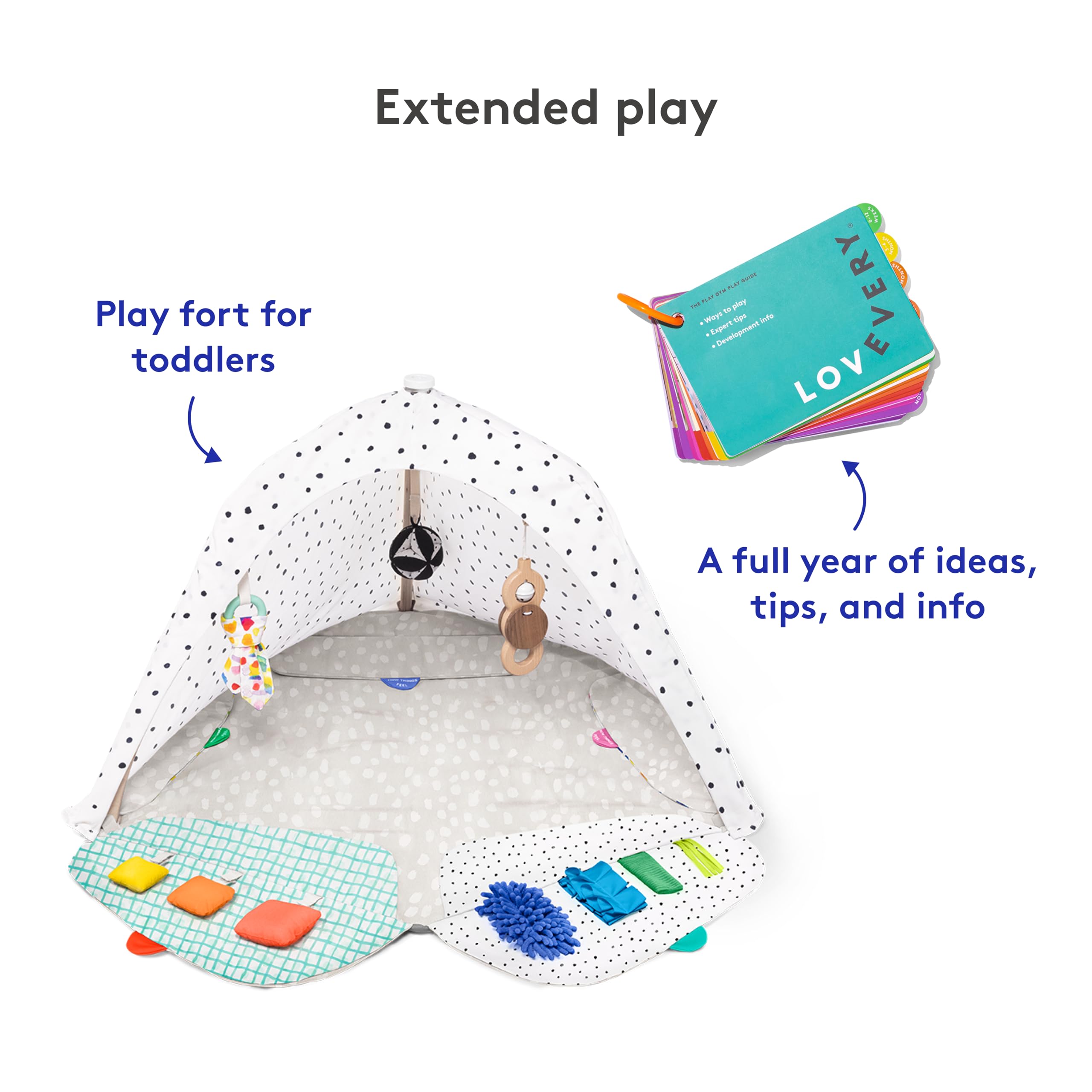Lovevery Tapis d'Éveil Bébé avec Arche de Jeu en Bois, 5 Zones, Développement l'enfant, Dès la Naissance