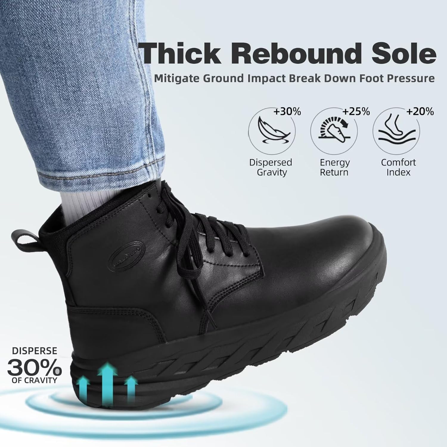 Men's Orthopedic Winter Leather Boots: Diabetic Wide Toe Box Comfortable Arch Support Plantar Fasciitis Mid Ankle Boots, Orthotic Casual Warm Dress Oxfords Walking Shoes for Foot and Heel Pain Relief - Image 8