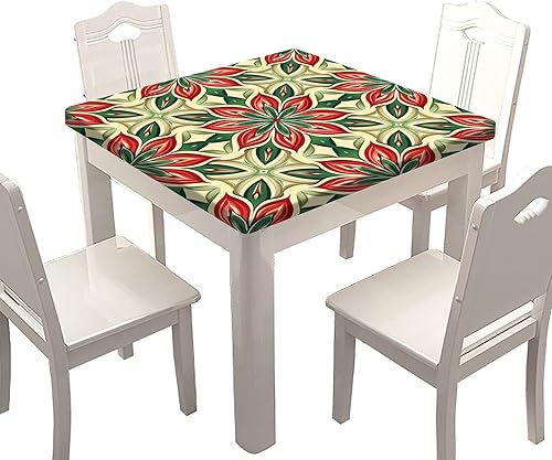 Miniatura 19 de SongYi Mantel cuadrado de grano de madera, textura de madera marrón, borde elástico, decoración del hogar, cubierta de mesa de poliéster, Grano de