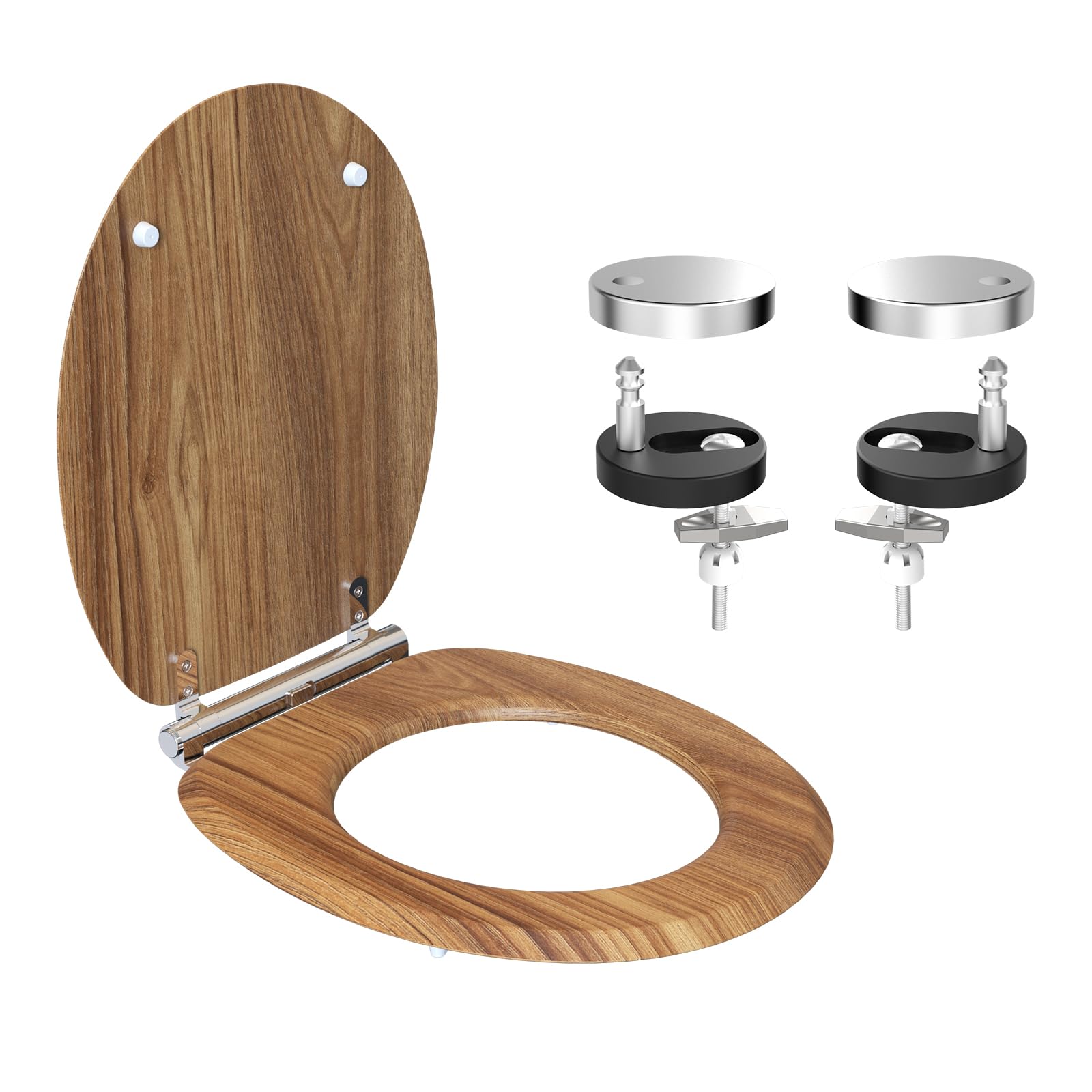 Abattant WC avec frein de chute,Cuvette WC très résistant à fermeture douce,Abattant WC Forme O,Lunette de Toilette Universelle (Effect Bois)