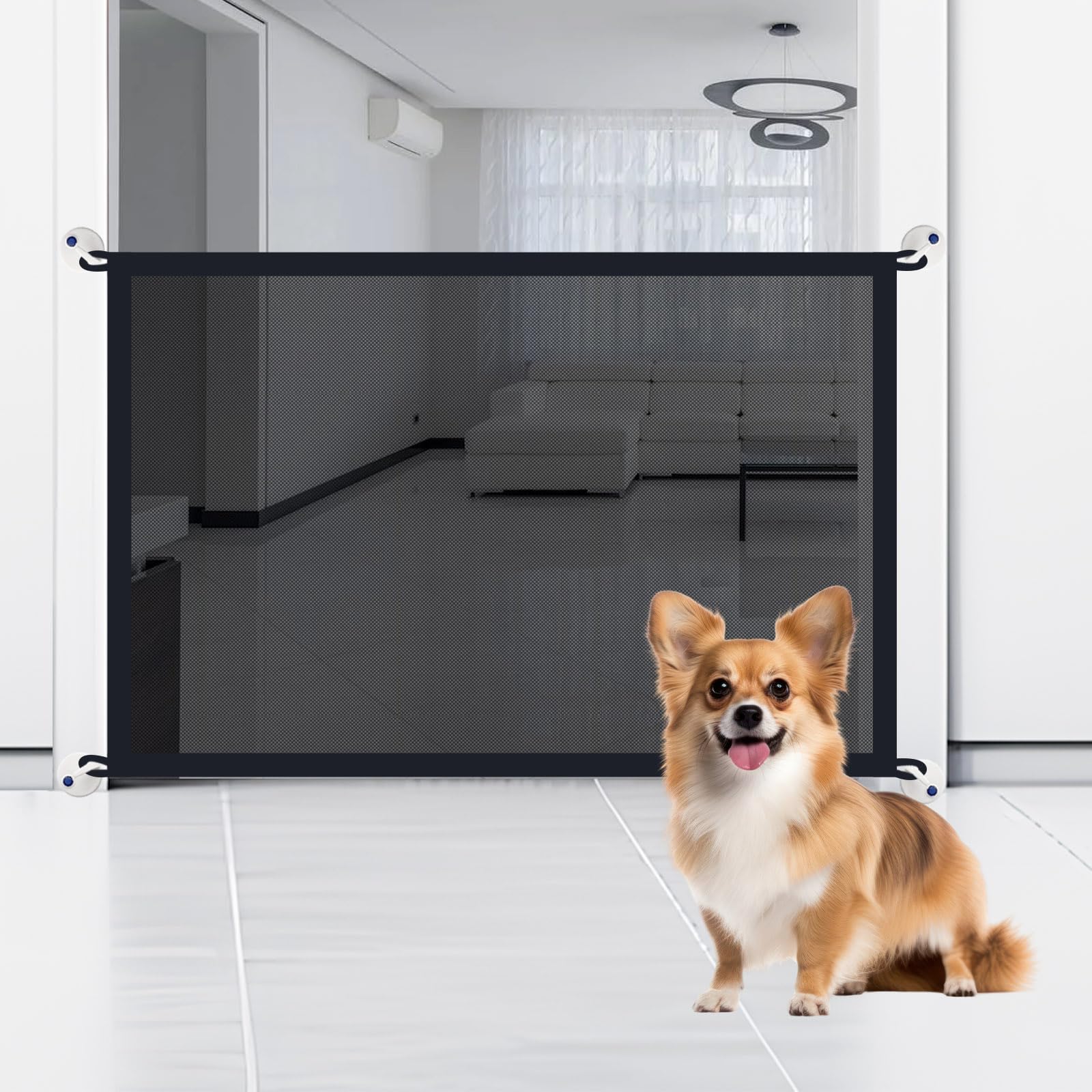 PETLESO Stair Gates for Dogs 110 x 72 cm Pet Safety Gate Stair Blocker for Dogs Portable Dog Magic Gate for Doorway/Bedroom/Kitchen