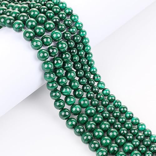 Miniatura 5 de Cuentas de piedras preciosas naturales de malaquita para fabricación de joyas, sueltas y redondas, de cristal energético, potencia curativa para la