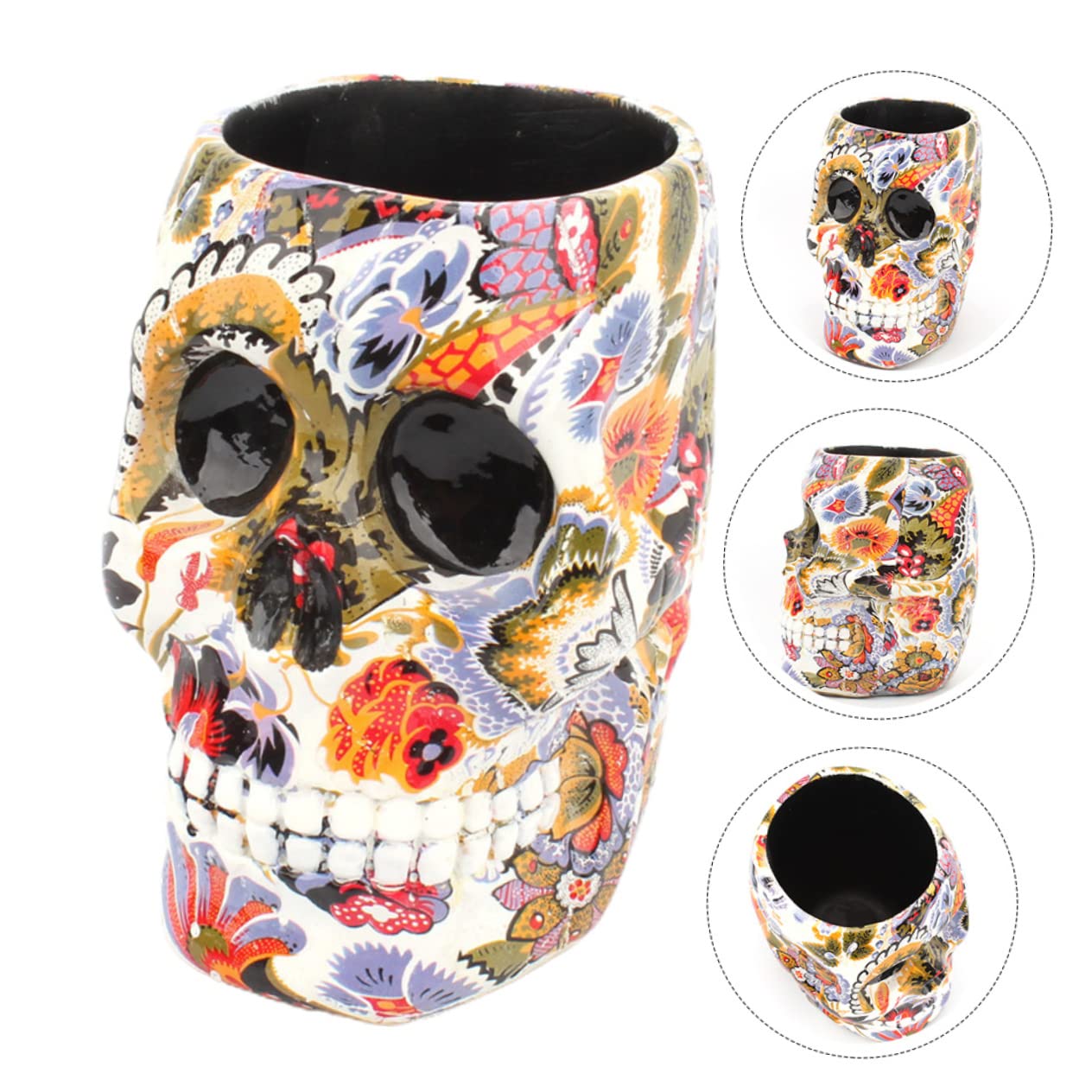 EXCEART Organizador de Escritorio para Bolígrafos de Resina, Calavera