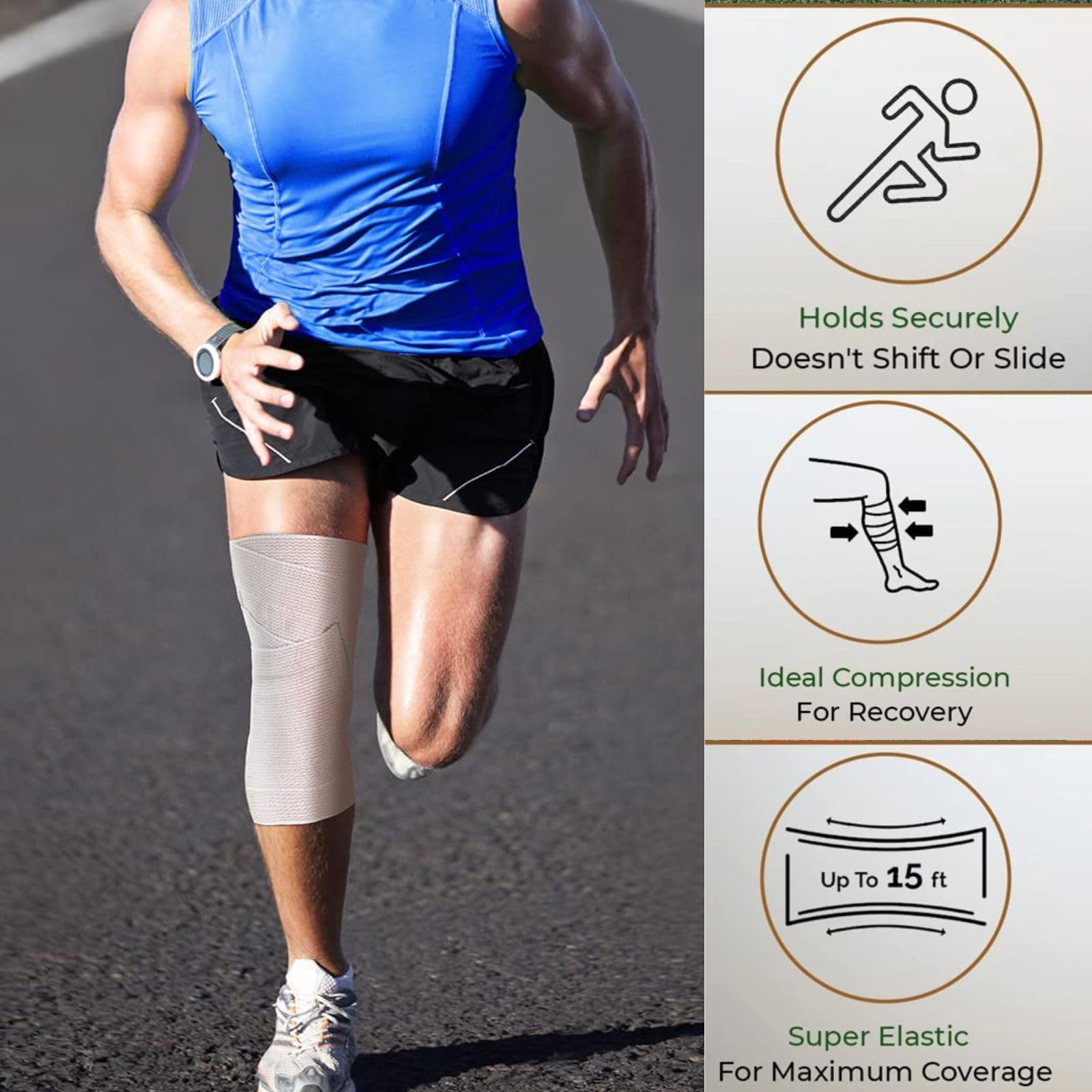 Elastische Bandage, 15,2 cm, vielseitige Kompressionsbandagen für Knöchel, Handgelenke, Knie, Bauch und Körper, strapazierfähige und bequeme elastische Bandage, außergewöhnliche Kompressionsbandage