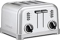 Cuisinart CPT-180P1 4-Slice Stainless Steel Toaster - Extra-Wide 1.5" Slots, Bagel/Defrost/Reheat, 6 Shade Settings, Brushed Stainless