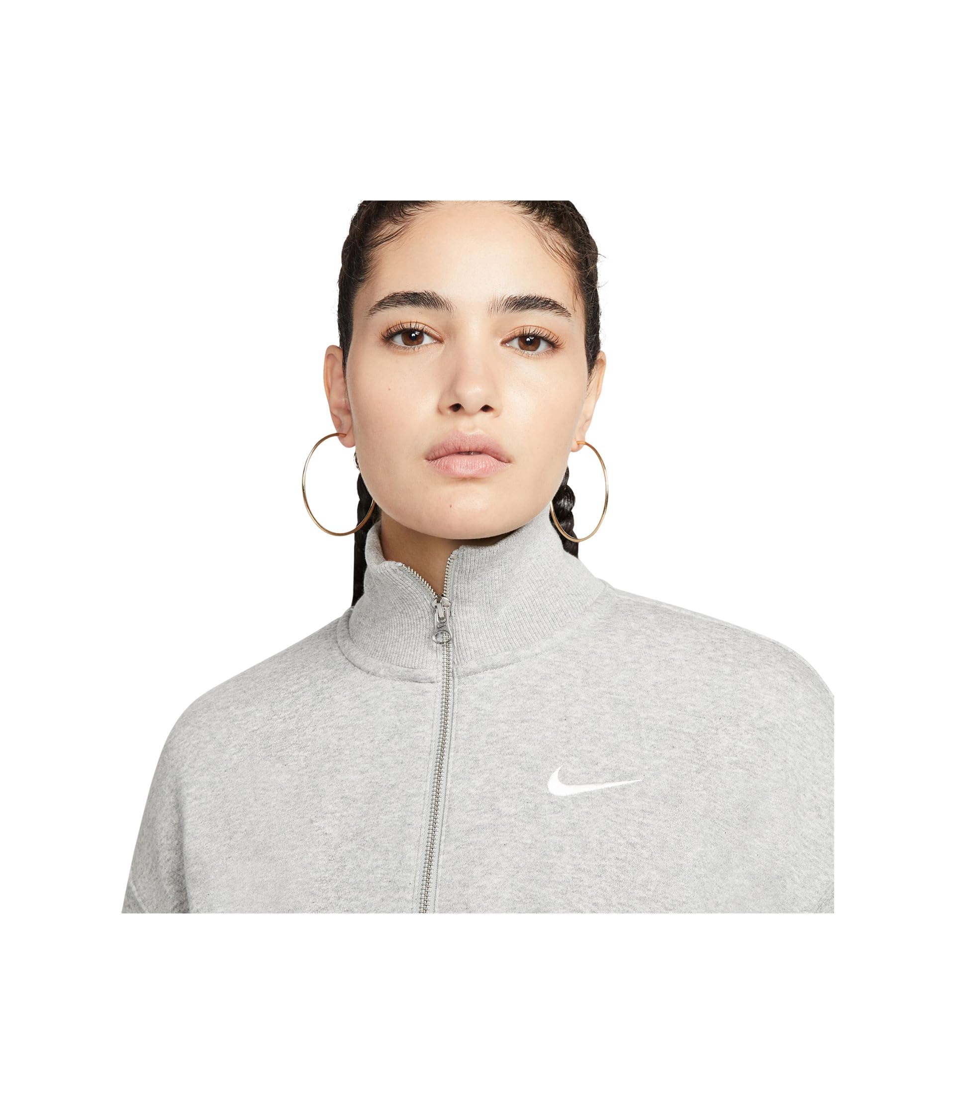 Nike W NSW Phnx FLC Qz Crop Maglia Lunga Donna