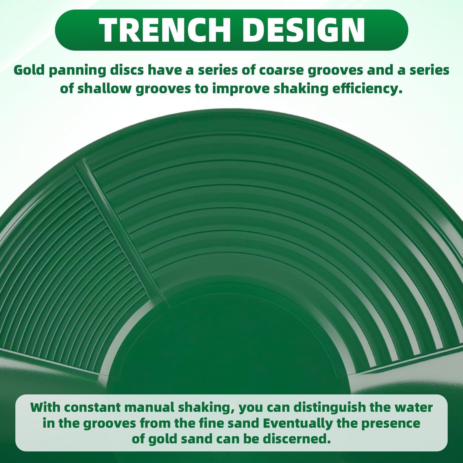 Kit Orpaillage 38.5cm Batee Orpaillage Gold Pan Rampe avec Tamis Plastique pour Chercheur d'Or Vert