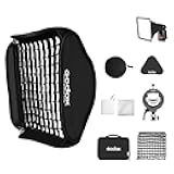 GODOX 24x24inch / 60x60cm Foldable Flash Softbox &Grid with Godox S2 S-Type Speedlite Bracket Bowens Mount and Carrying Case for Camera Speedlight Studio Video Shooting Portraits Product Photography