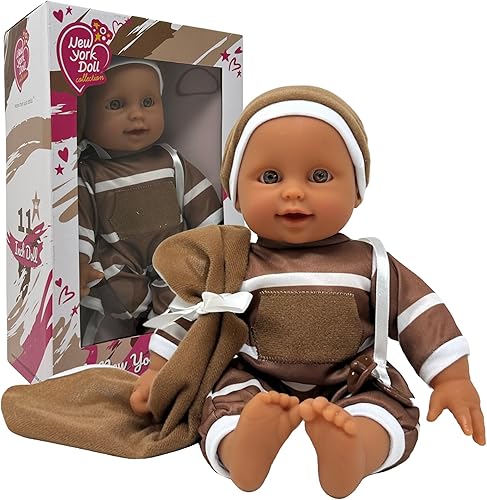 The New York Doll Collection Muñeca de bebé de cuerpo suave de 11 pulgadas en caja de regalo, juguete de muñeca de bebé de 11 pulgadas para niños,