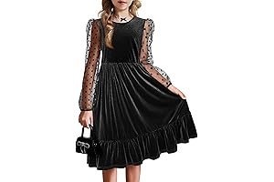 Girls Velvet Dress in Alluring Black: Timeless Style for Little Princesses