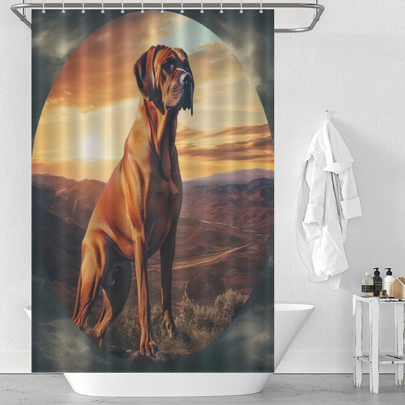 Rideau salle de bain chien étanche résistant pour stopper les éclaboussures sur le sol
