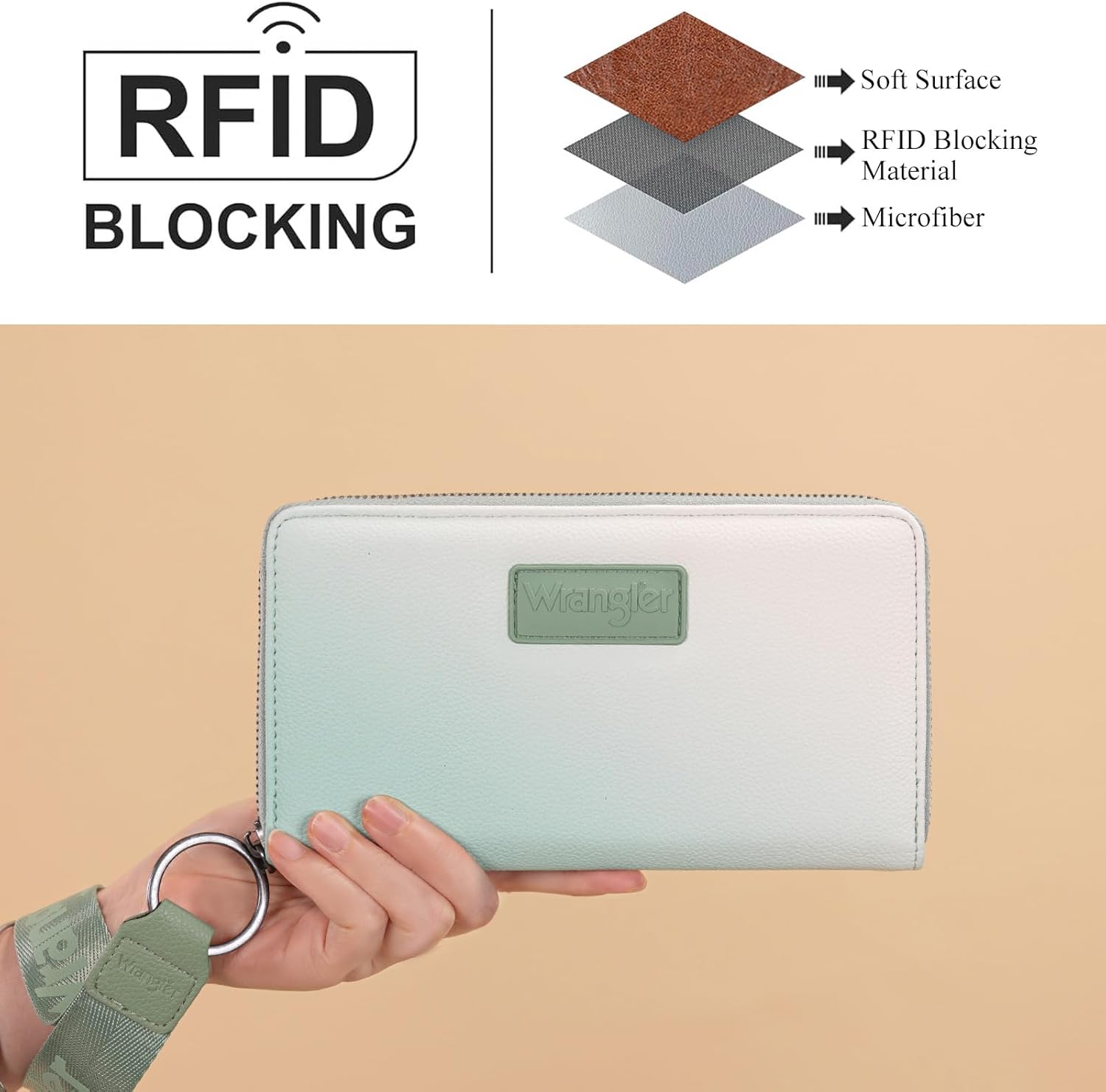 Montana West X Wrangler Wristlet Wallets for Women Gradient Color Bifold Wallet Large Capacity RFID Blocking Clutch Wallets with ID Window - Image 4