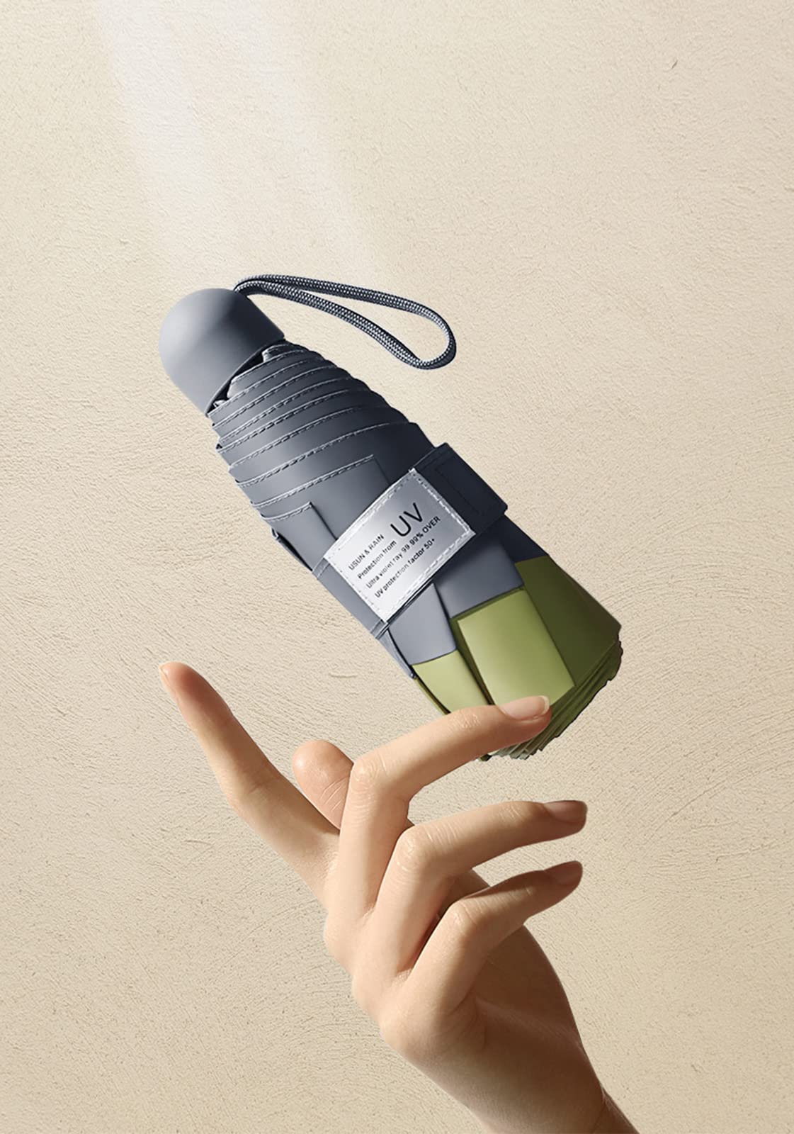 Paraguas de Viaje para Sol y Lluvia, 99% de protección UV, Paraguas de Viaje Compacto Reforzado con 8 Varillas de Fibra de Vidrio para Bolso, Mochila, Paraguas para Mujeres y Hombres