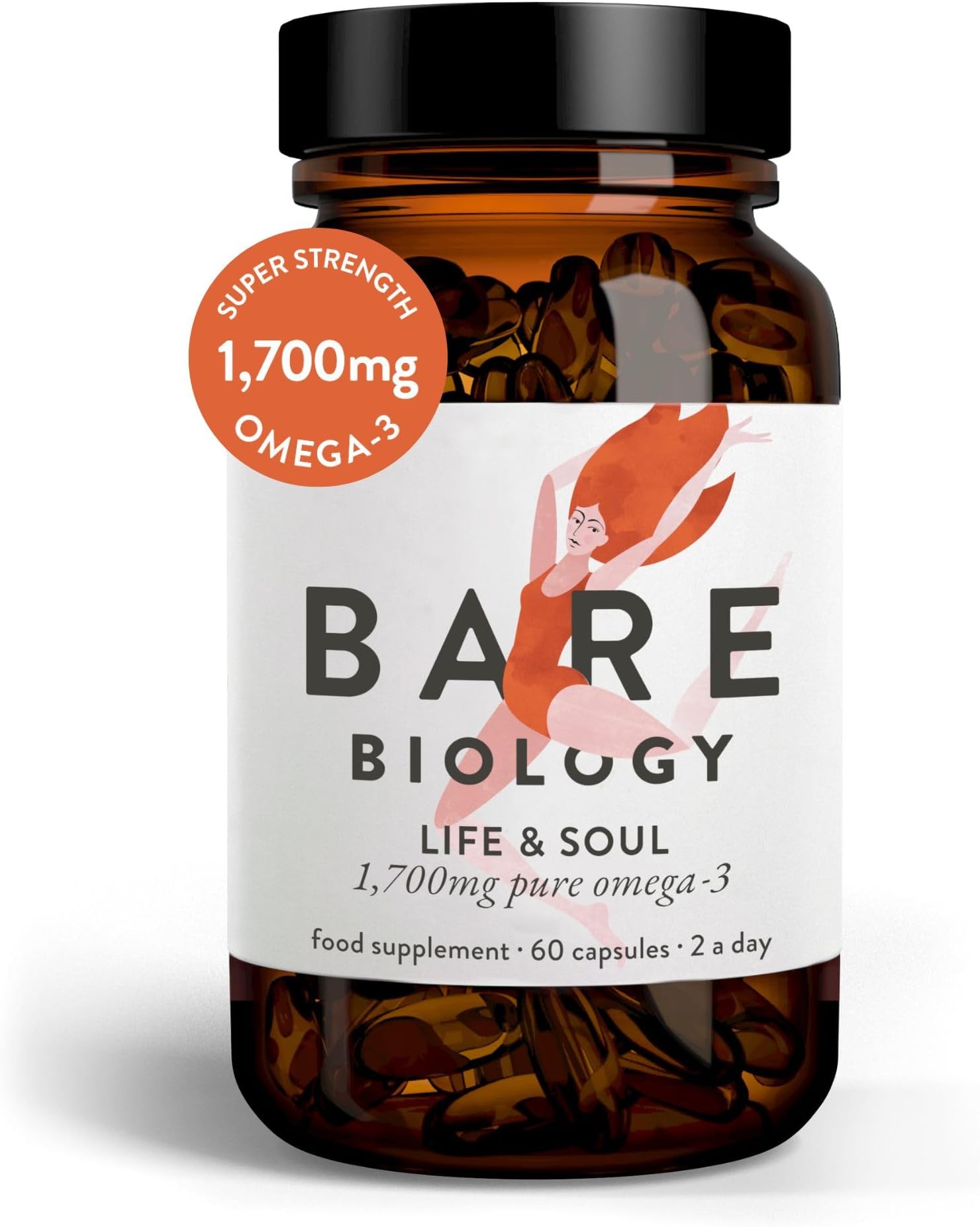 1,700mg Omega-3 Super-Strength Fish Oil - Life & Soul Daily Omega 3 Capsules (1 Month Supply - 60 Capsules) 1,100mg EPA and 500mg DHA, Supports Heart, Brain Function & Eye Health