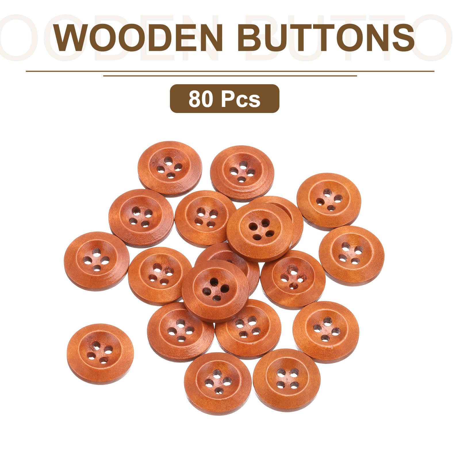 Boutons En Bois Naturel - Lot De 80 Pièces - 15mm Et 20mm - Pour Vêtements DIY Et Enfants - Style Fait Main