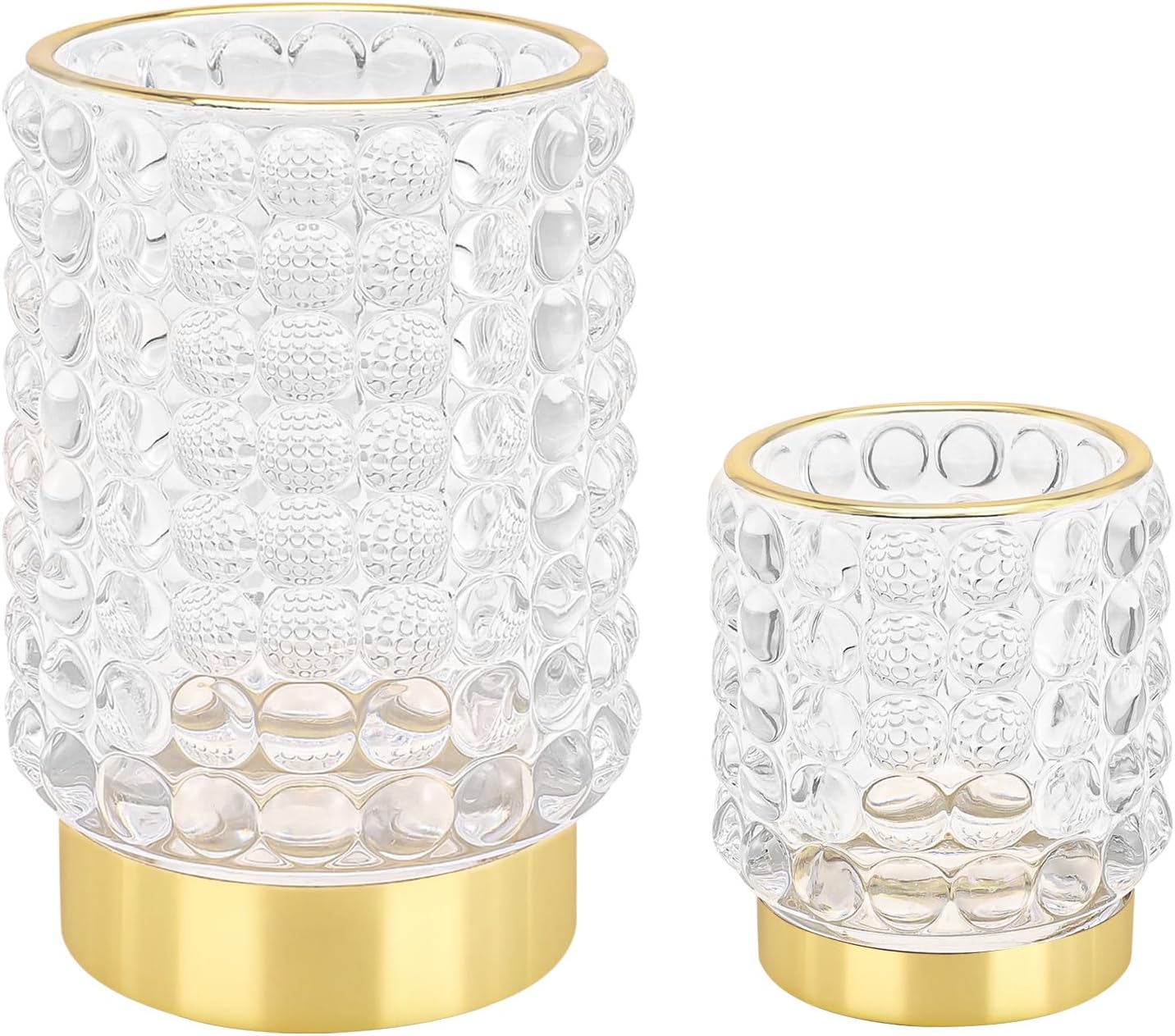 DASITON Makeup Brush Holder Organizer, Crystal Cosmetic Make Up Brush Holder, Glass Makeup Brushes Storage Organizer, Vintage Make Up Cup Desk Pen Pencil Holder, Toothbrush Holders (Clear S+L)