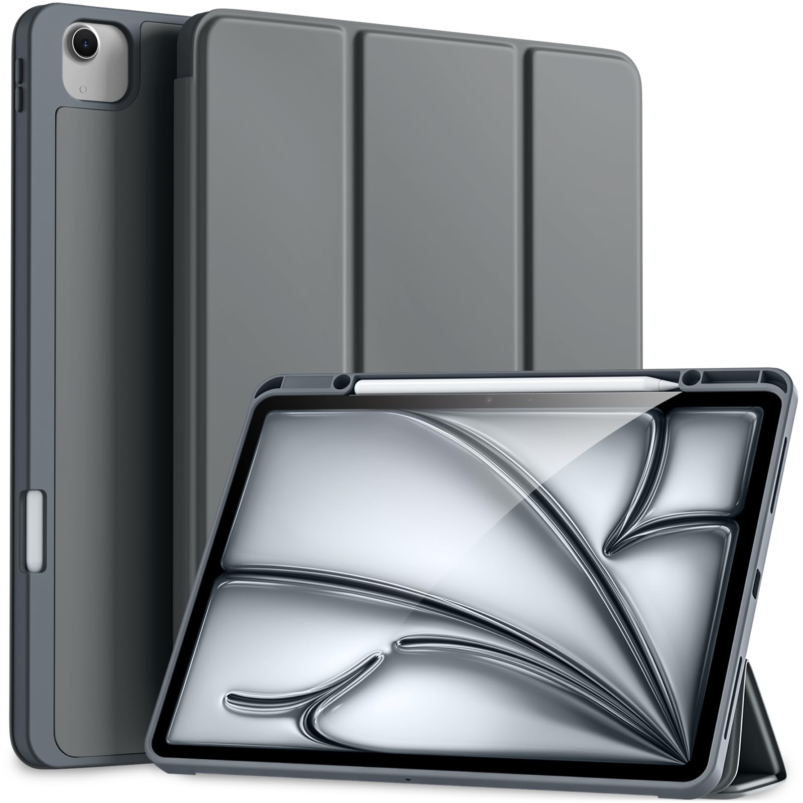 Akkerds Compatible for iPad Air 13 Inch Case (M3/M2) 2025/2024 with Pencil Holder, Trifold Stand Protective Cover/Soft TPU Back for iPad Air 13 Case,