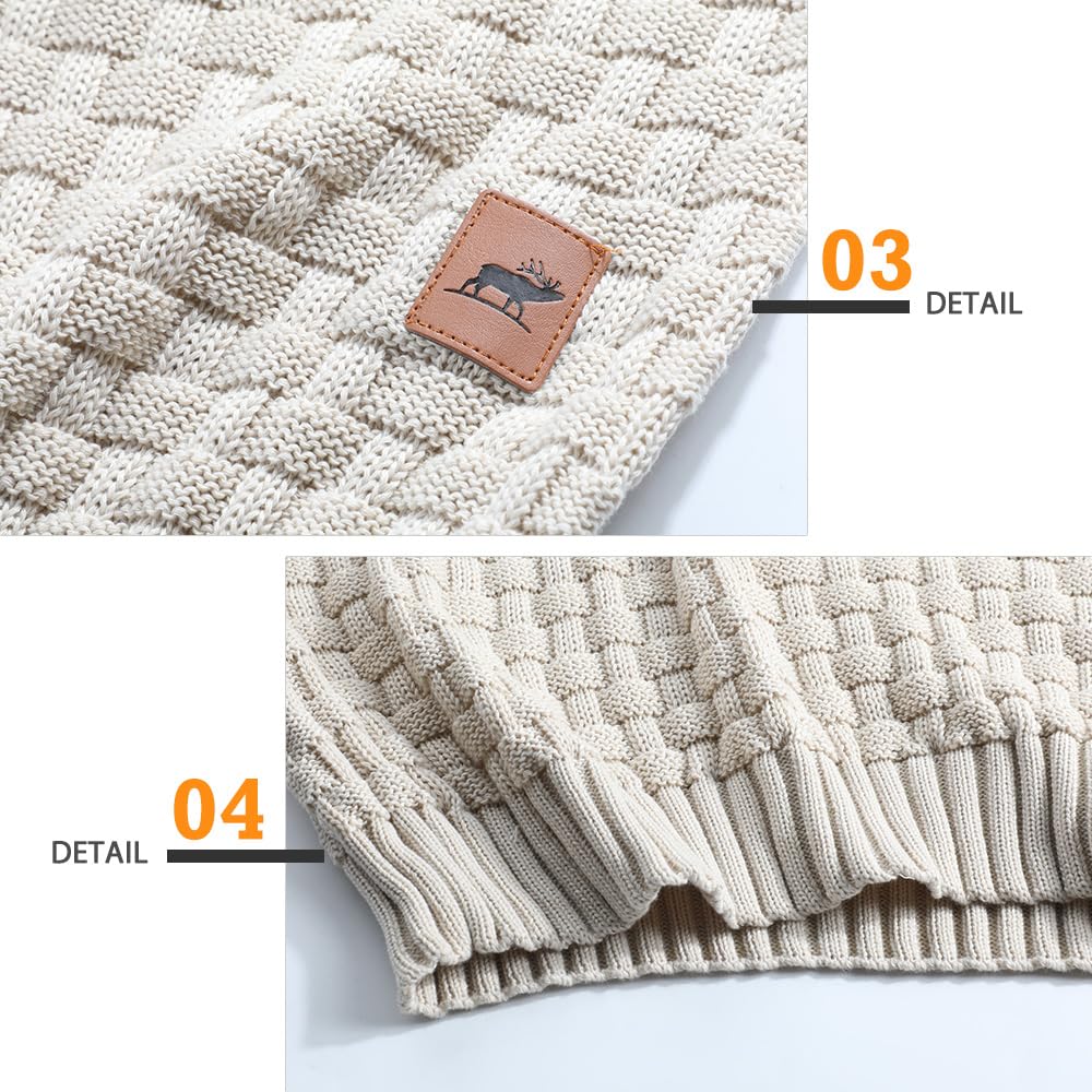 Homme Pull à Col Roulé Pulls Basique Slim Fit Chaud en Maille Sweat Chaud Col de Pull-Over à Deux Boutons pour Hommes