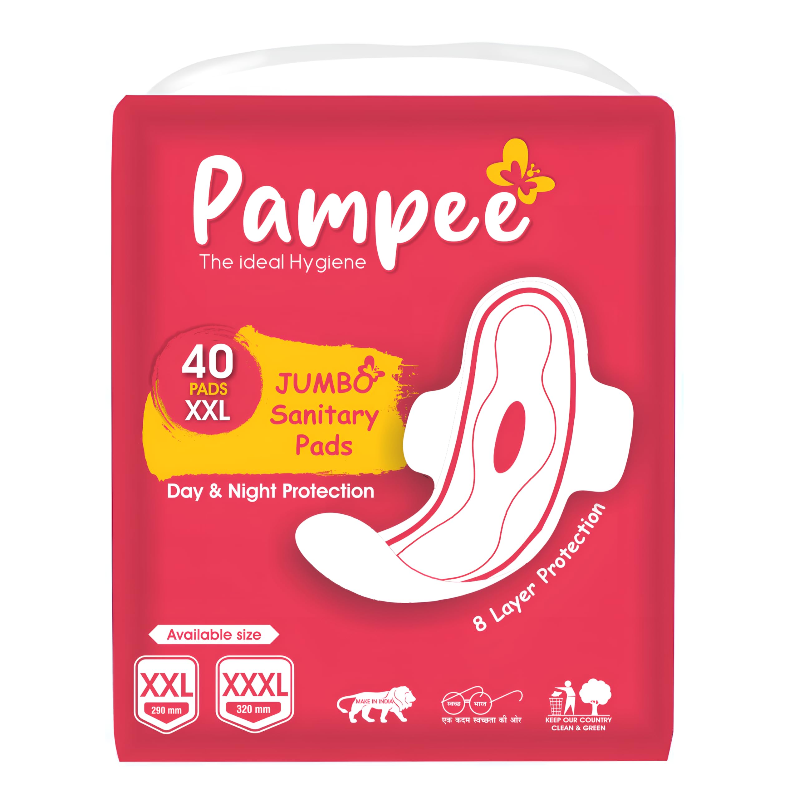 Vetalic Pampee 40 Jumbo Organic Sanitary Pad Napkins For Women|Rash Free|Quick Absorption Up To 100Ml|Heavy Flow Champion|Leakage-Proof|Skin Friendly| Xxl| Pack Of 40 (B0CX97W1ZD) Amazon Price History, Amazon Price Tracker