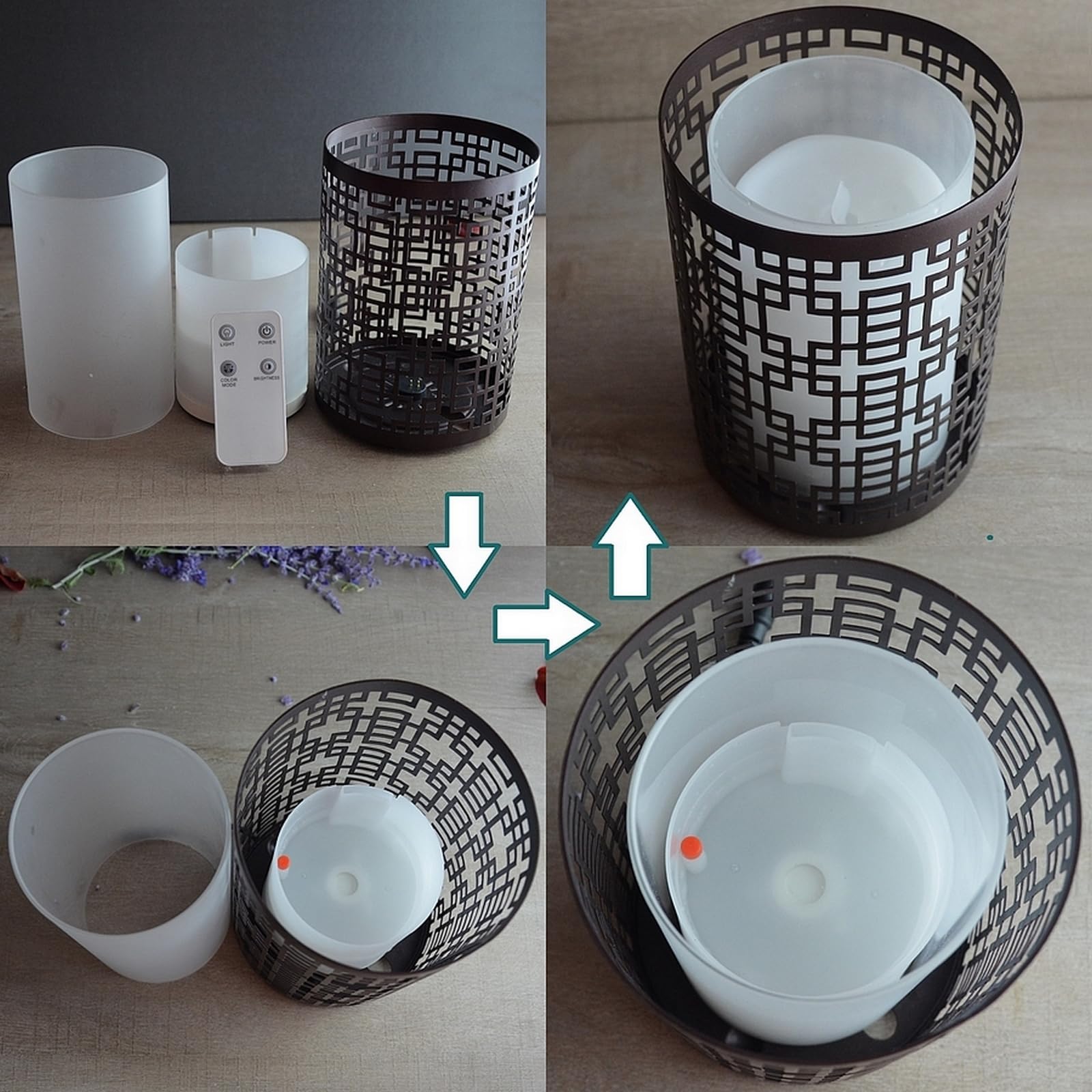 Zen’Arôme Diffuseur d’Huile Essentielle Vela – Diffuseur Ultrasonique Aromathérapie à Froid - Diffuseur Électrique Parfum Maison avec Télécommande - Éclairage LED Effet Bougie – en Métal et Verre