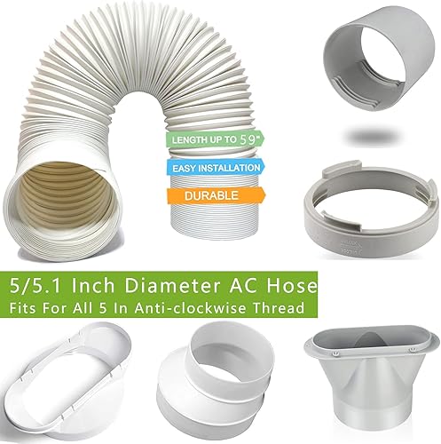 Miniatura 4 de Manguera de aire acondicionado portátil, ventilación de escape portátil de 5 pulgadas de diámetro para aire acondicionado portátil, adecuada para