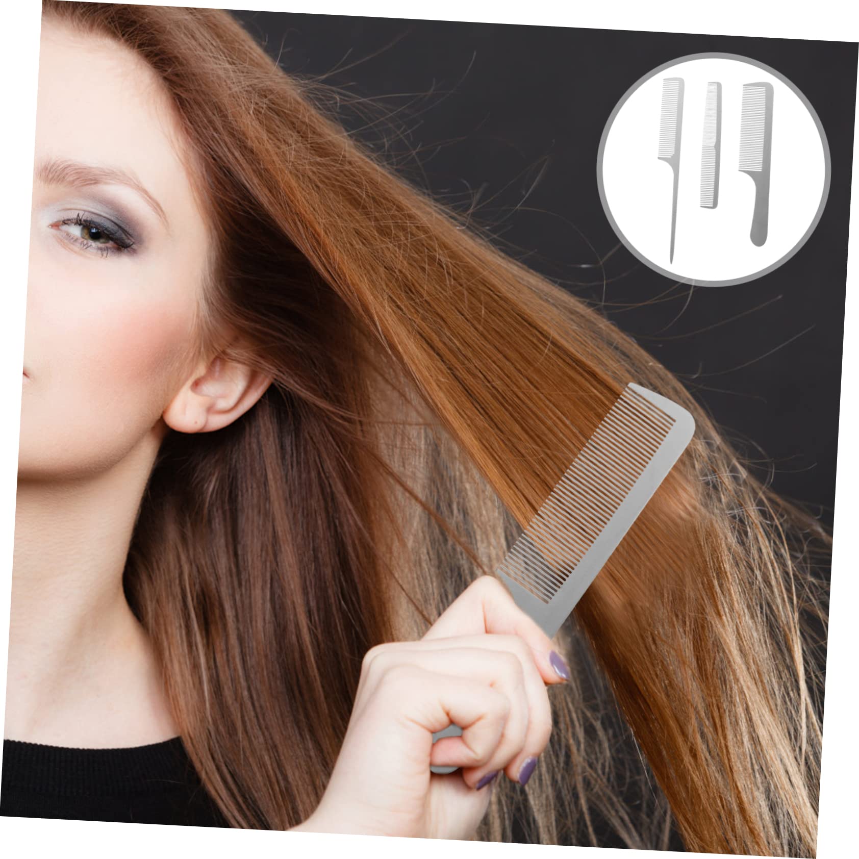 WOONEKY 3stücke Haarkamm Mit Antistatischem Friseurkamm Für Haarschneiden Und Styling Tragbarer Haarkamm Aus Edelstahl Für Männer Und Frauen Geeignet Für Friseursalons Und Kosmetik-sets