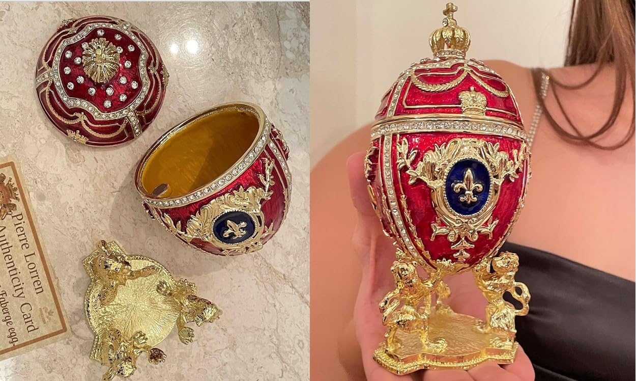 Œuf impérial russe Fabergé rouge pour votre décoration de Noël