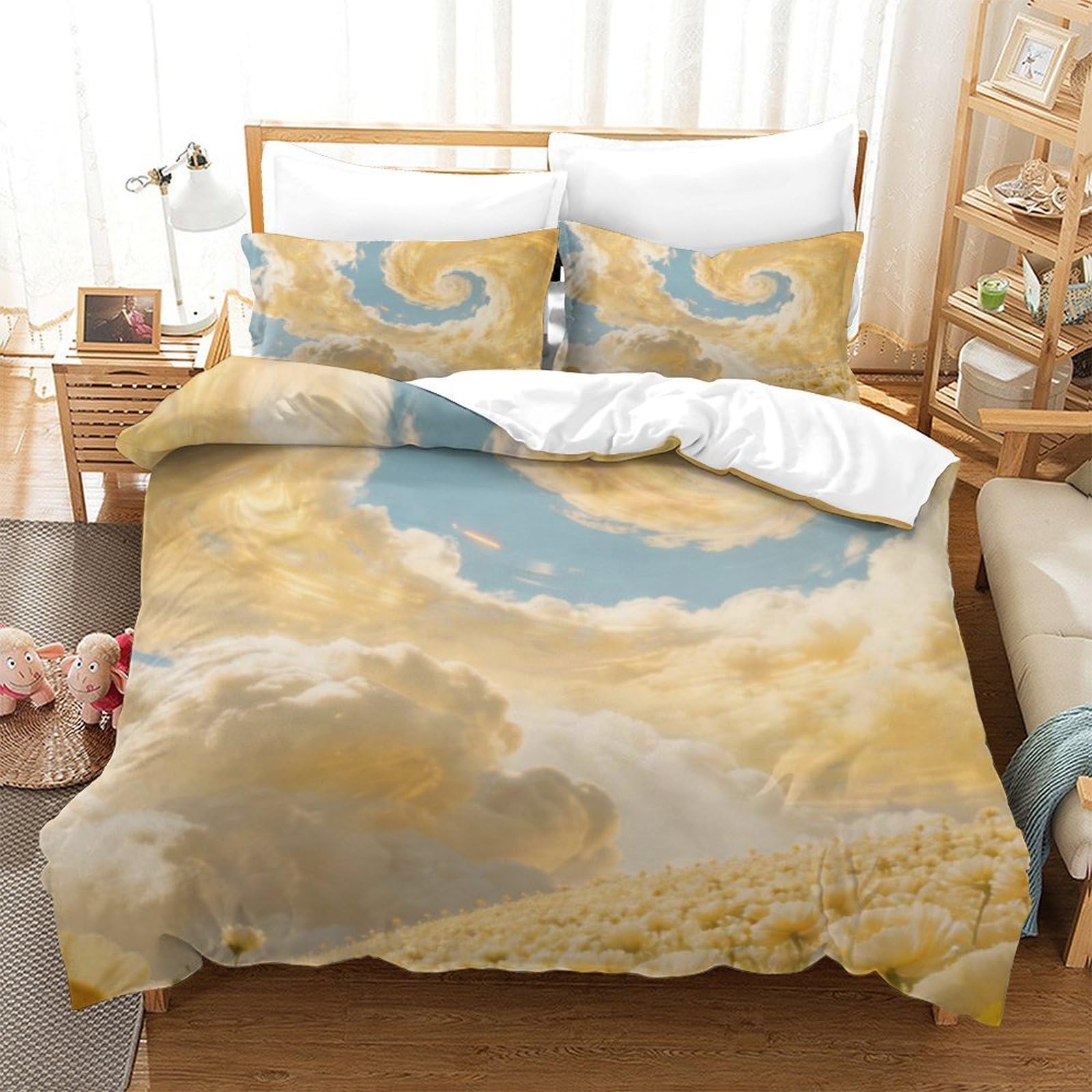 Housse de couette nuages artistique pour transformer votre décor de chambre