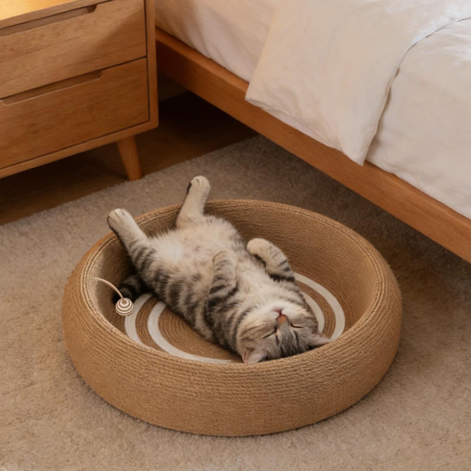 Cama Rascadora para Gatos Alfombrilla Rascadora De Sisal para Protección De | Rascador Para Gatos De Interiores para en Casa Hogar Sala de Estar Dormitorio Suelo y Sofá