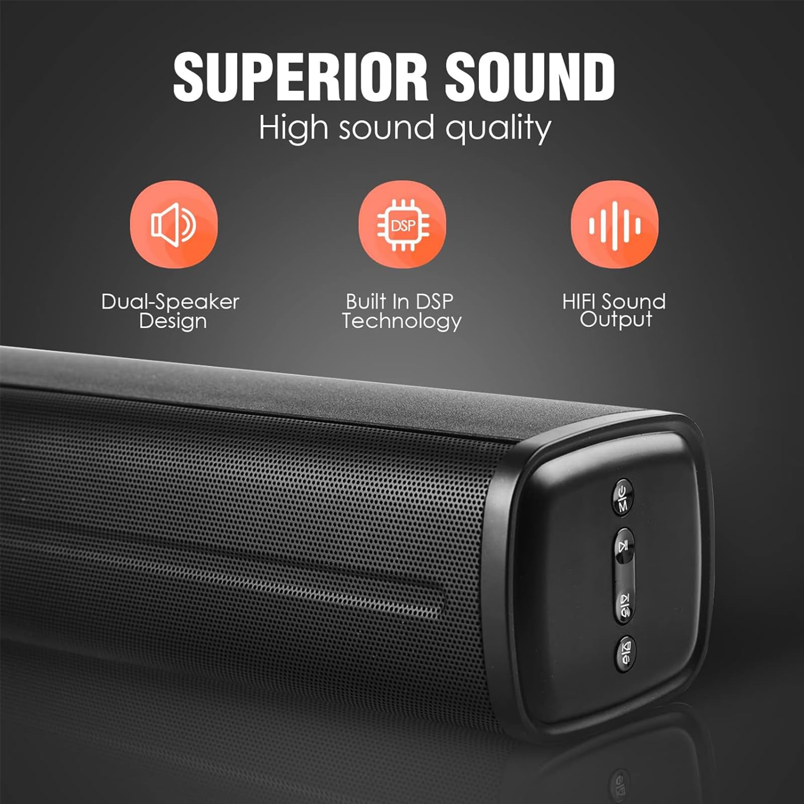 Mini soundbar per TV, Soundbar 50 W, 40,6 cm, ultra sottile, mini Surround Soundbar, sistema di altoparlanti TV con connessione wireless Bluetooth 5.0 ottica AUX USB, 3 modalità equalizzatore, per TV
