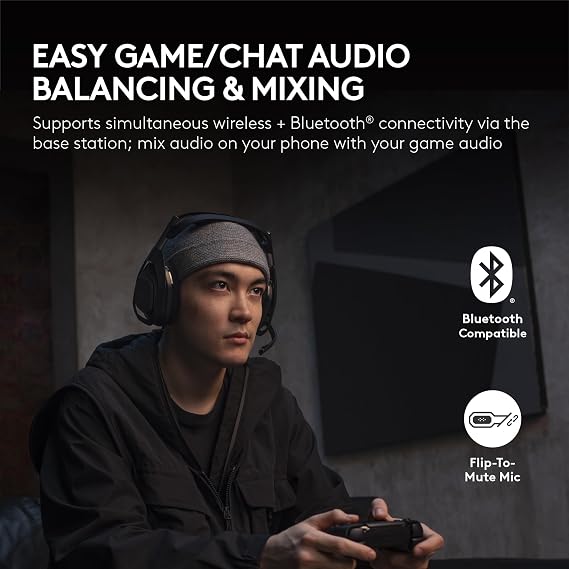 سماعة الألعاب اللاسلكية متعددة المنصات Logitech G Astro A50 X + المحطة الأساسية لأجهزة PS5/Xbox/PC: محول الفيديو والصوت PLAYSYNC،HDMI 2.1 4K 120 هرتز VRR،lt؛24 بت/48 كيلو هرتز، بطارية 24 ساعة، 2.4 جيجا هرتز وBT - أسود