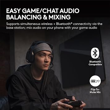 سماعة الألعاب اللاسلكية متعددة المنصات Logitech G Astro A50 X + المحطة الأساسية لأجهزة PS5/Xbox/PC: محول الفيديو والصوت PLAYSYNC،HDMI 2.1 4K 120 هرتز VRR،lt؛24 بت/48 كيلو هرتز، بطارية 24 ساعة، 2.4 جيجا هرتز وBT - أسود