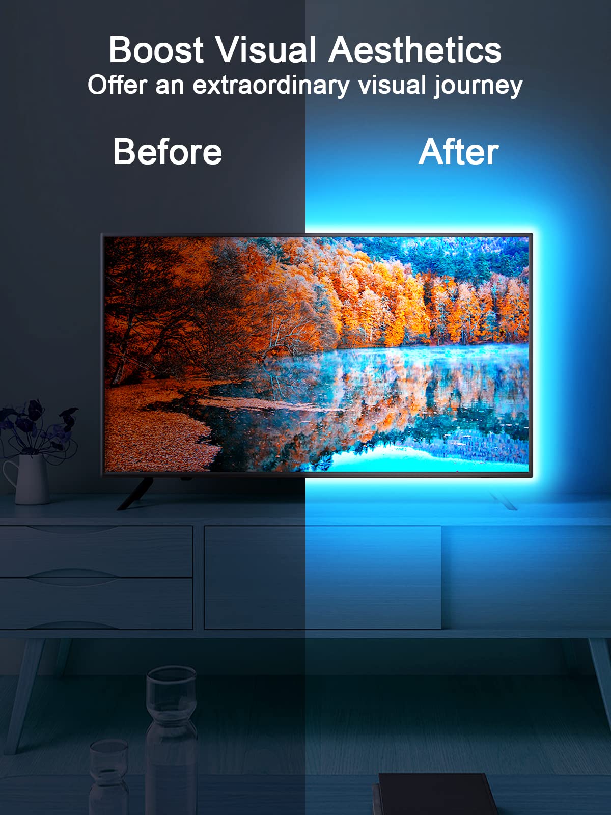 KANTUTOE TV Lights Behind, 19.68ft LED TV Backlight, RGB LED Strip Lights, Music Sync Bluetooth, Remote Control, USB Powered - Image 4
