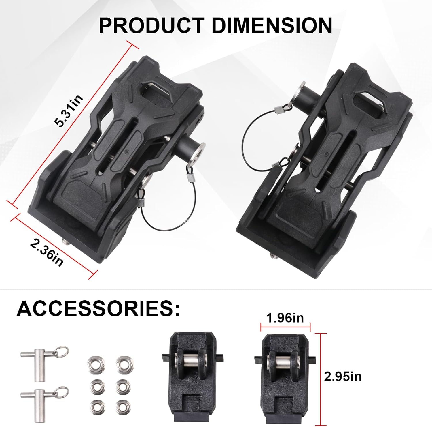 BESTAOO Hood Latches Lock Catch Compatible with 2018-2024 2025 Jeep Wrangler JL JLU Gladiator JT, Anti-Theft Mechanical Lock Replacement Hood Security, 1 Pair (Black)