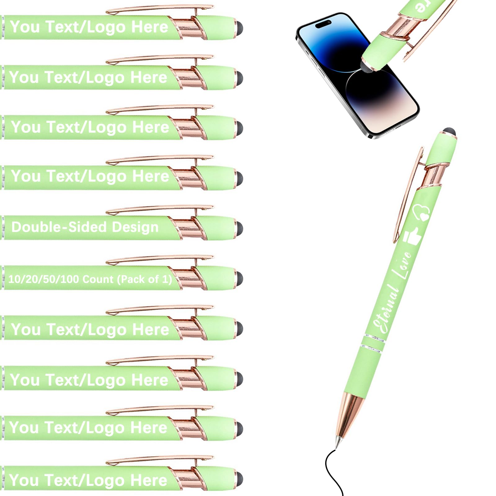Personalised Gel Ink Rollerball Pens Bulk, Retractable Ballpoint Pens, Customised Laser Engraved Stylus with Name,Text,Logo Metal Ballpoint Pen Gift for Office Business School — image 1